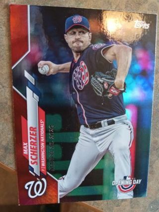 2020 TOPPS OPENING DAY MAX SCHERZER MARCH 26,2020 WASHINGTON NATIONALS BASEBALL CARD#20