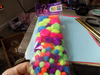 NIP bag of Neon color pom poms for crafts