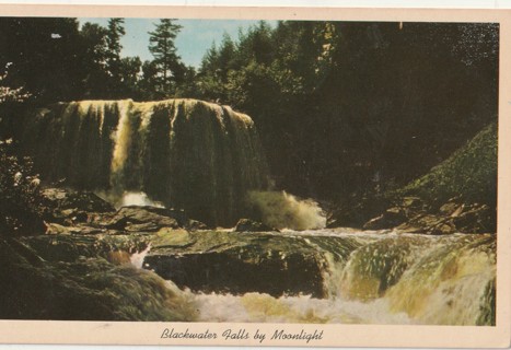 Vintage Unused Postcard: g: Blackwater Falls By Moonlight, WV