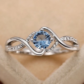 Charming Blue Cubic Zirconia High Quality Silver Ring