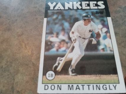 1986 TOPPS DON MATTINGLY NEW YORK YANKEES BASEBALL CARD# 180