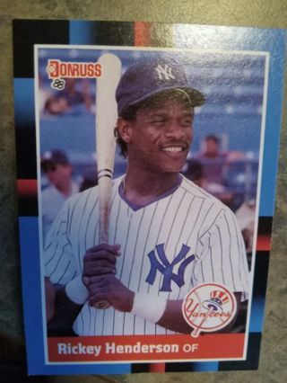 1988 DONRUSS RICKEY HENDERSON NEW YORK YANKEES BASEBALL CARD# 277