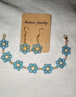 Handmade bracelet and earring set