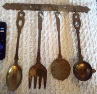 Hanging utensils,brass vintage 