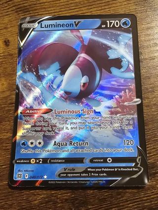 Pokemon Lumineon V 040/172 holo rare card