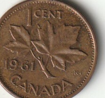 1961 Canadian One Cent Penny Canada