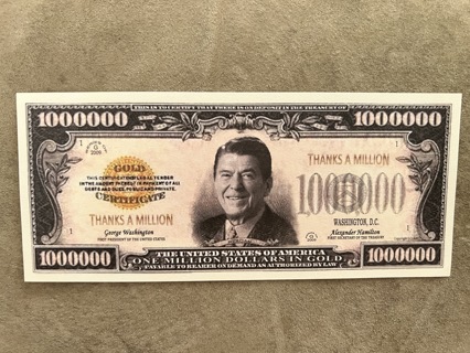 $1000000 bill Ronald Reagan fantasy million dollar bill