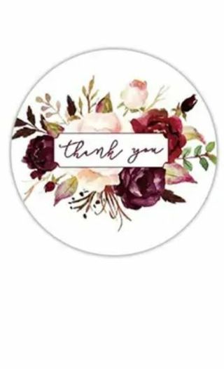 ⭕SPECIAL⭕(35) 1" 'Thank you' FLORAL STICKERS!!⭕