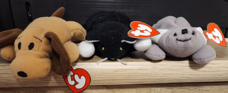 NEW - TY Teeny Beanie Babies - "Mel", "Zip" & "Bones" 