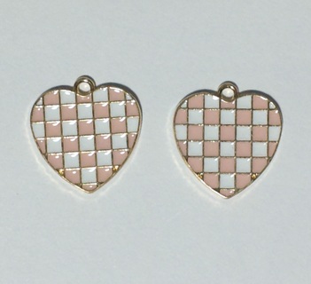 2 New Heart Shaped Charms, Gold Tone for DIY jewelry, bracelets, earrings