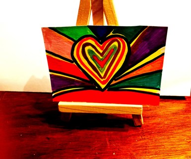 Original ACEO Art Painting, "Heart of Many Colors" signed