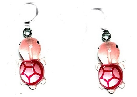 SP PINK GLOW IN THE DARK TURTLE EARRINGS #3 (PLEASE READ DESCRIPTION