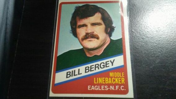 RARE ORIGINAL 1976 TOPPS WONDER BREAD ALL STAR SERIES BILL BERGEY EAGLES FOOTBALL CARD# 17