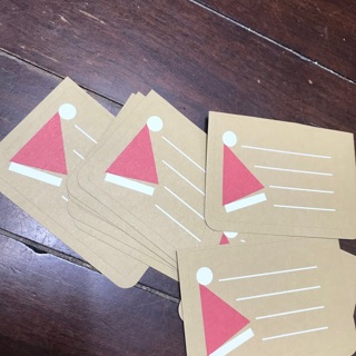 9 Kraft Santa Hat Stickers for Gifts, Free Mai