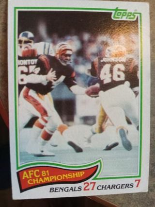 1982 TOPPS-1981 AFC CHAMPIONSHIP BENGALS 27 CHARGERS 7 FOOTBALL CARD# 7