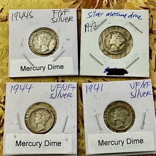 Mercury Dimes (4) 1941, 1942, 1944, 1944S