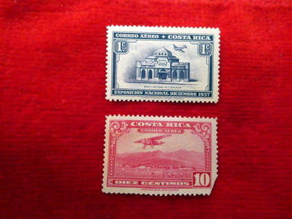 2 Costa Rica Mint Official Airmail Stamps.