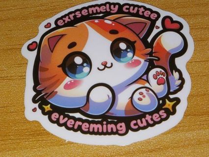 Cat Cute one vinyl sticker no refunds regular mail only Very nice quality!