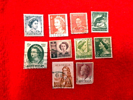 10 - All Different Australia Postage Stamps # 1. 