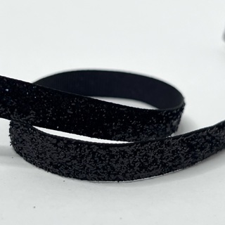 Black Glitter 3/8” Wide Chunky Ribbon