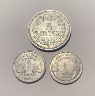 3 Different Vintage French Coins