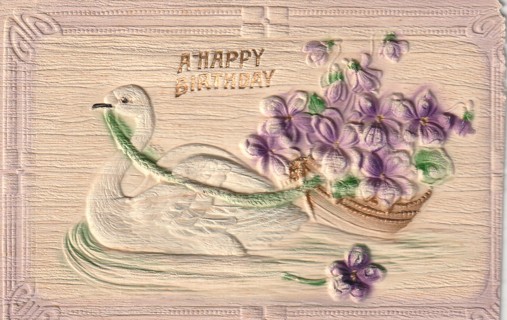 Vintage Used Postcard: (d): Pre Linen: Happy Birthday