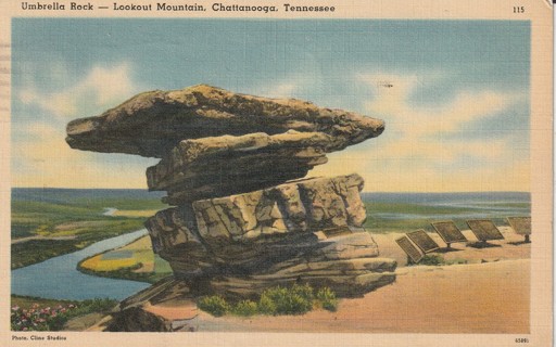 Vintage Used Postcard: GIN: 1941 Umbrella Rock, Lookout Mountain, Chattanooga, TN