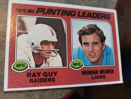 1976 TOPPS- 1975 NFL PUNTING LEADERS RAY GUY RAIDERS/HERMAN WEAVER LIONS FOOTBALL CARD# 206