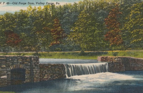 Vintage Unused Postcard: c: Old Forge Dam, Valley Forge, PA