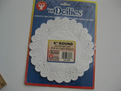 White paper lace doilies, 6" diam. 36 pcs. NIP, for crafts, card making, scrapbooking other crafts.