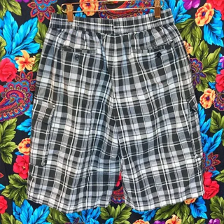 MEN'S YAGO SHORTS PLAID PATTERN ELASTIC WAIST STRETCHY DRAWSTRING POCKETS XL