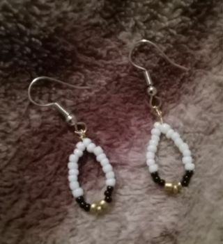 Indian seed beads 925 stamped hook earrings nip