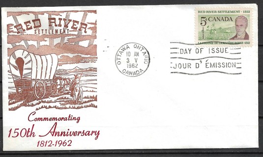 1962 Canada Sc397 Red River Settlement 150th Anniv. FDC