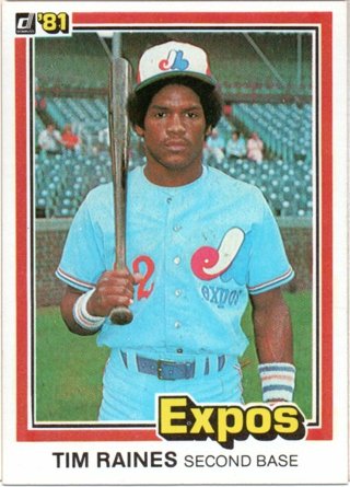 1981 Donruss Tim Raines Rookie HOF #538