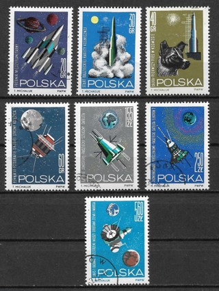 1964 Poland Sc1291-7 Space Research complete commemorative set of 7