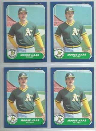 Lot of (4) 1986 Fleer Update Moose Haas #U-48 Athletics