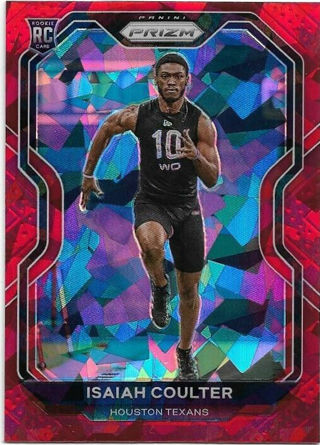 2020 PRIZM ISAIAH COULTER RED CRACKED ICE PRIZM REFRACTOR ROOKIE CARD