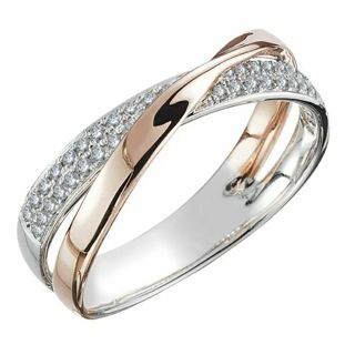 Two tone x shaped classic ring