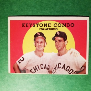   1959 - TOPPS  NRMT - MINT BASEBALL - CARD NO. 408 - KEYSTONE COMBO. APARICO. FOX - WHITE SOX