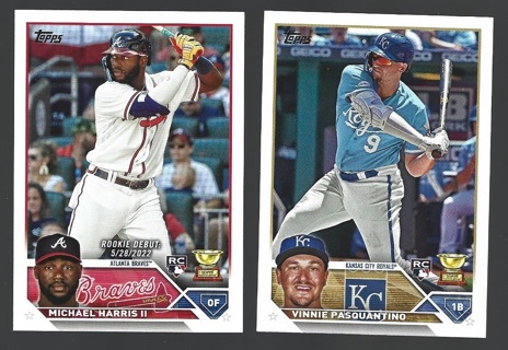 2023 Topps Rookie Cup 2 different Cards - #302 Vinnie Pasquantino & #US225 Michael Harris II  