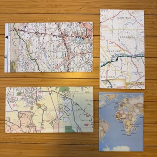 4 Envelopes recycled Map pages 