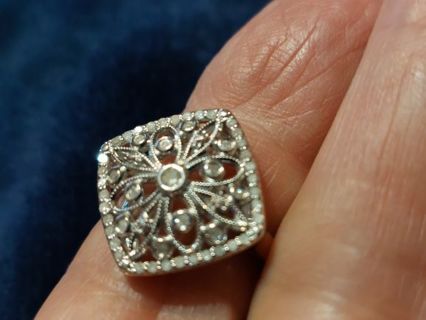 Sterling silver diamond ring size 7, retails $133