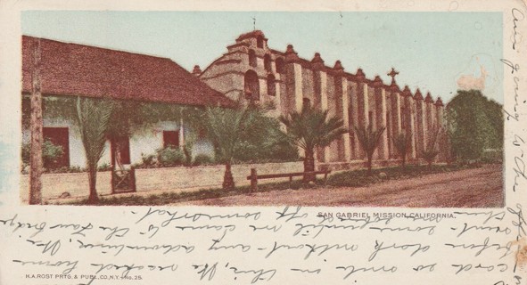 Vintage Used Postcard: j: 1910 San Gabriel Mission, CA