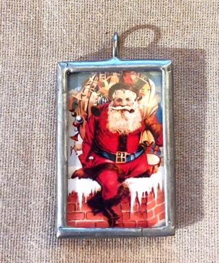 Vintage Santa Claus Reversible Soldered Pendant Charm