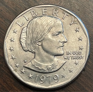 1979 D Susan B Anthony Dollar Brilliant Uncirculated  narrow rim far Date 