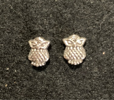 2 Metal Owl Beads