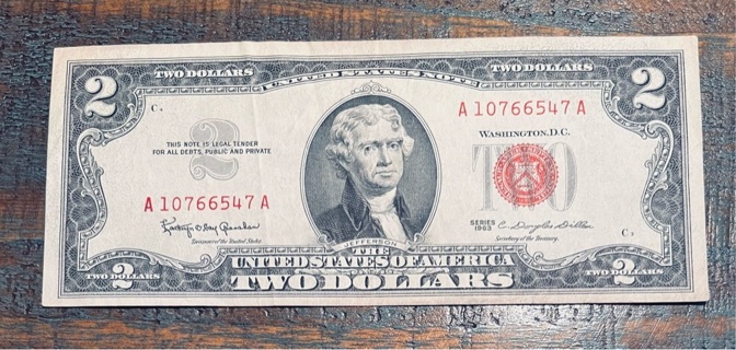 Vintage Series 1963 Red Seal Two Dollar Bill