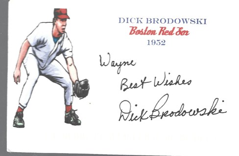 DICK BRODOWSKI BOSTON RED SOX SIGNED INDEX CARD