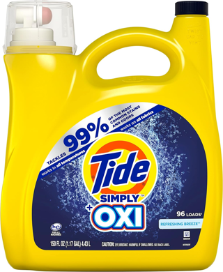 [NEW] Tide Simply + Oxi Liquid Laundry Detergent, (96 Loads) 1.17 Gallons