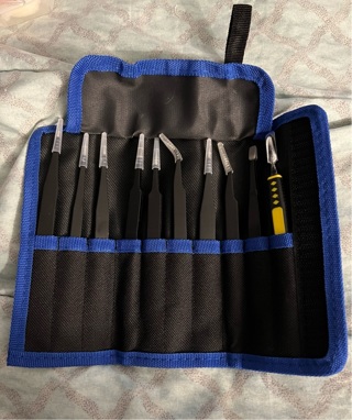 New: 10 Piece 7" Various Tweezers! Set & Case. For All of Your Cosmetic Needs. Individually wrapped 